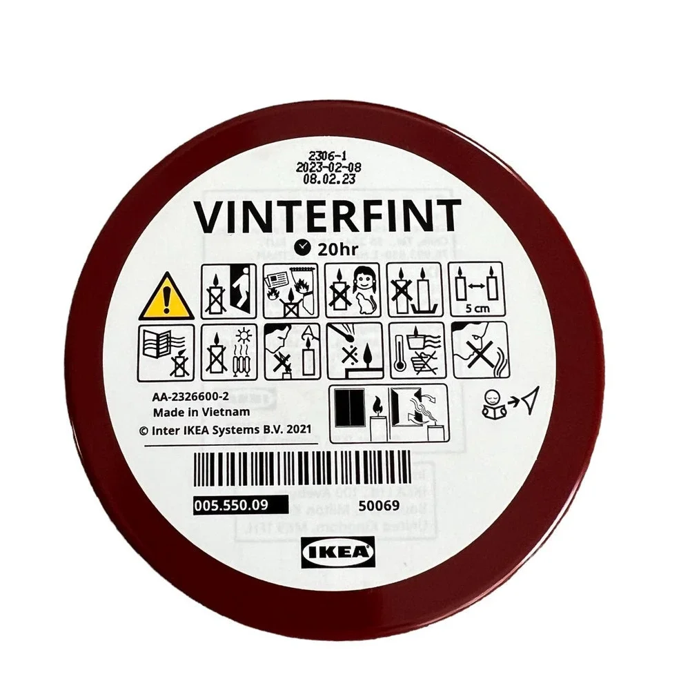 IKEA VINTERFINT 2023 Red Scented candle in metal tin, Cinnamon & Sugar